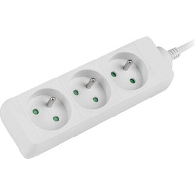 Разклонител Lanberg power strip 1.5m, 3 sockets, french quality-grade copper cable, white