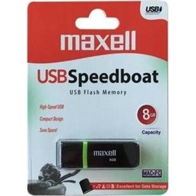 USB памет MAXELL SPEEDBOAT, USB 2.0, 8GB, Черен