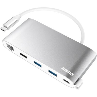 8-портов хъб HAMA USB-C, 3 x USB-A, 2 x USB-C, VGA, HDMI, LAN