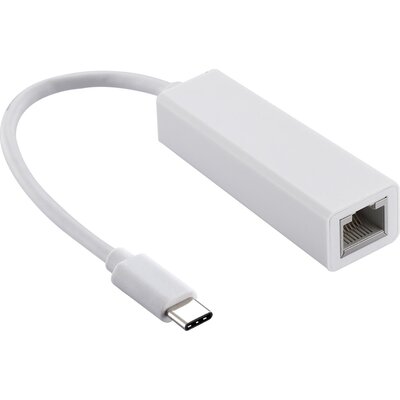 Мрежови адаптер Estillo 10/100 Mbps, USB-C 2.0 към RJ45, Бял