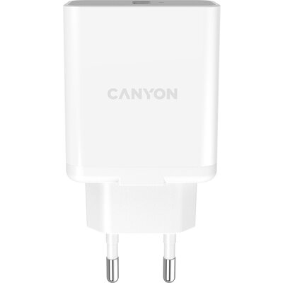 Canyon, Wall charger with 1*USB, QC3.0 24W, Input: 100V-240V, Output: DC 5V/3A,9V/2.67A,12V/2A, Eu plug, Over-load,  over-heated