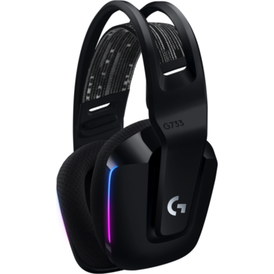 Геймърски слушалки Logitech G733 Lightspeed Wireless RGB, Микрофон, Черни