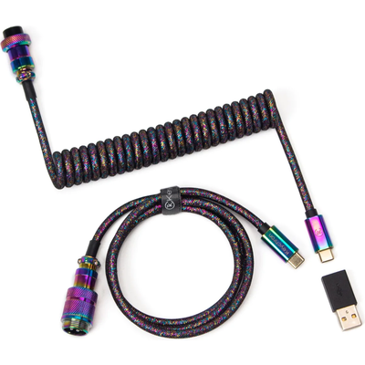 Кабел за клавиатура Keychron Premium  Aviator Straight USB-C - USB-C, Rainbow Plated Black