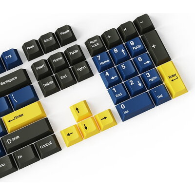 Капачки за механична клавиатура Keychron Cherry Profile Double - Shot PBT Full Set 219 Keycaps - Dark Blue and Golden