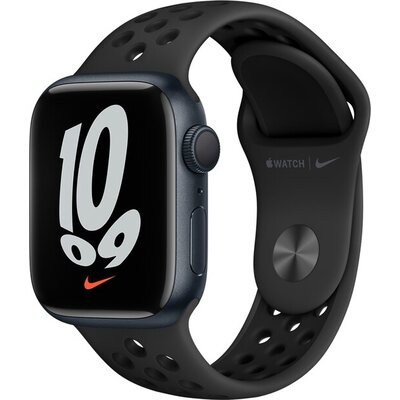 Часовник Apple Watch Nike Series 7 GPS, 41mm Midnight Aluminium Case with Anthracite/Black Nike Sport Band - Regular
