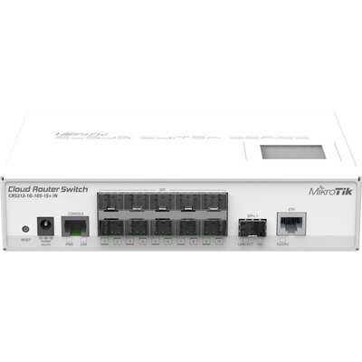Cloud Router суич Mikrotik CRS212-1G-10S-1S+IN, 1xGigabit LAN, 10+1xSFP cages, LCD