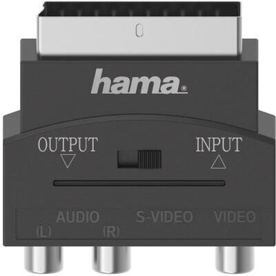 Преходник  HAMA S-VHS, 3 х Чинч(1хVideo+2xAudio) - Скарт, Черен