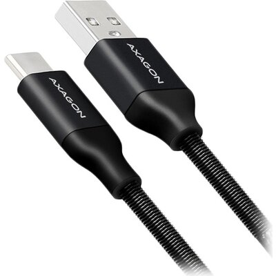 AXAGON BUCM-AM05SB SPRING cable USB-C <-> USB-A 2.0, 0.5m, 3A, Black
