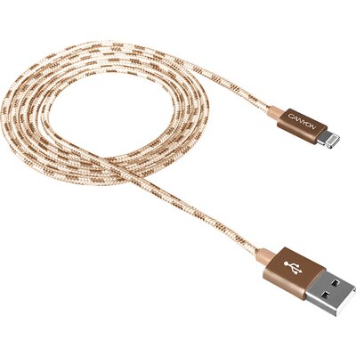 CANYON Lightning USB Cable for Apple, braided, metallic shell, 1M, Gold