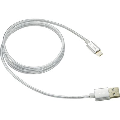 CANYON Lightning USB Cable for Apple, braided, metallic shell, cable length 1m, Pearl White, 14.9*6.8*1000mm, 0.02kg