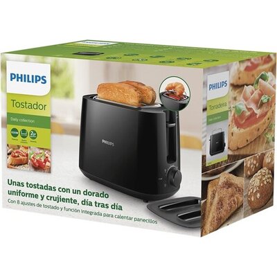 PHILIPS Daily Collection Toaster 8 settings Integrated bun warming rack Compact design