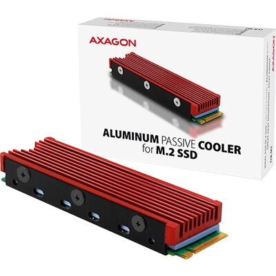 AXAGON CLR-M2 passive - M.2 SSD, 80mm SSD, ALU body, silicone thermal pads