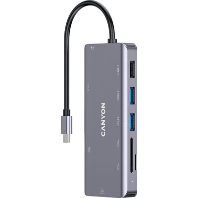 Canyon9 in 1 USB C hub, with 1*HDMI: 4K*30Hz,1*Gigabit Ethernet,, 1*Type-C PD charging port, Max 100W PD input. 2*USB3.0,transfe