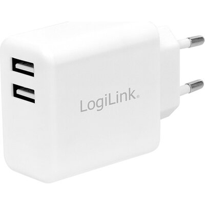 Logilink USB Charger 2x, 2.4A, white