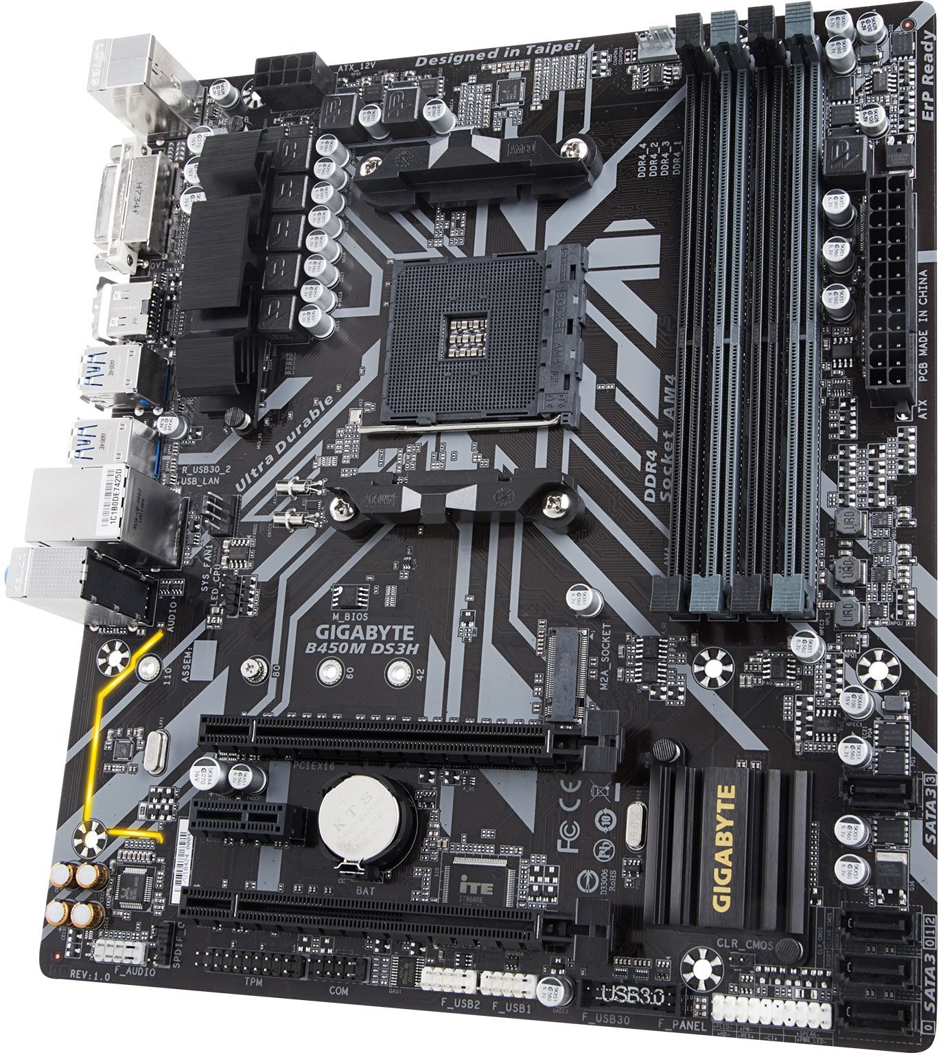 Дънна платка GIGABYTE B450M DS3H