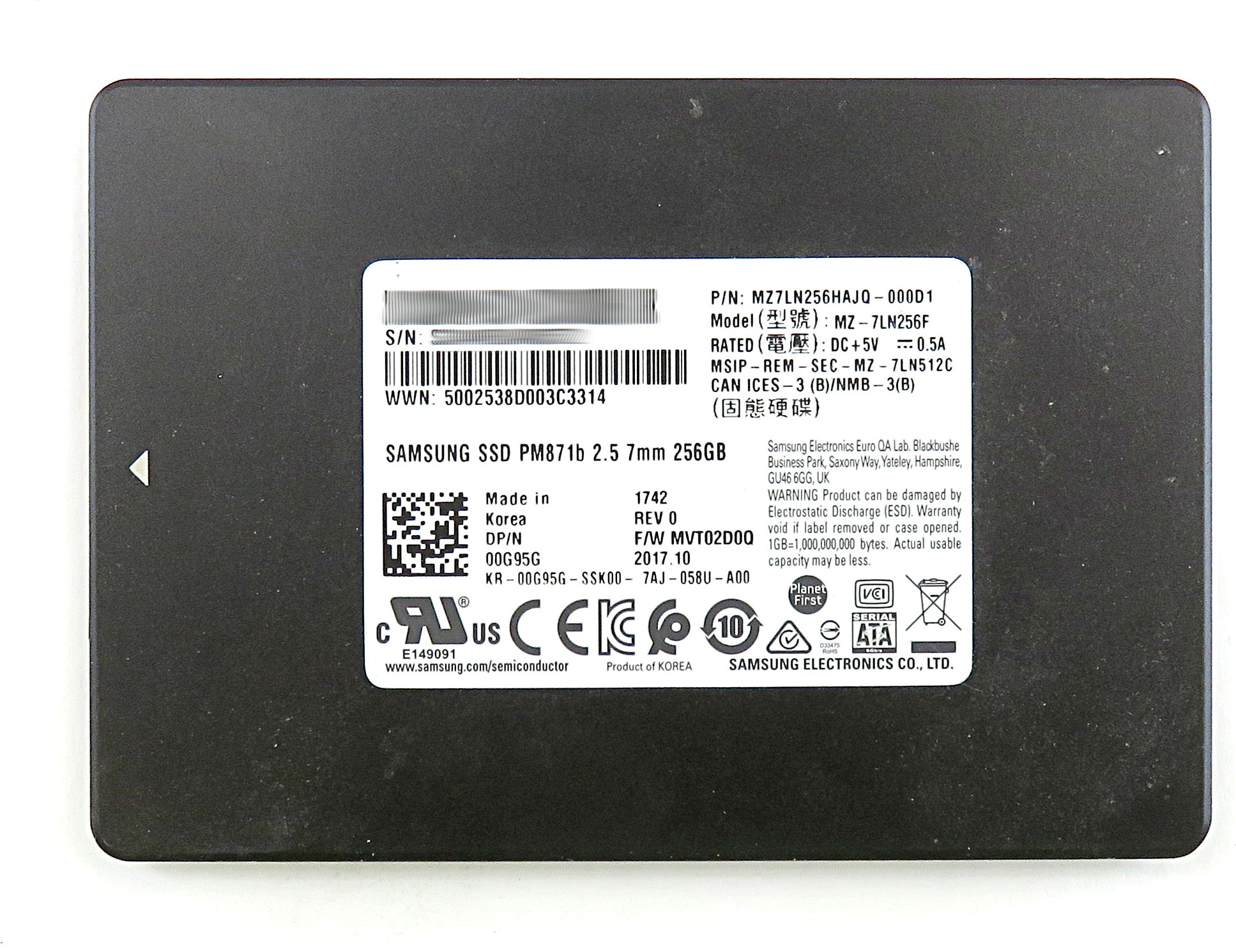 SSD Samsung PM871b 256GB 2.5" - MZ7LN256HAJQ