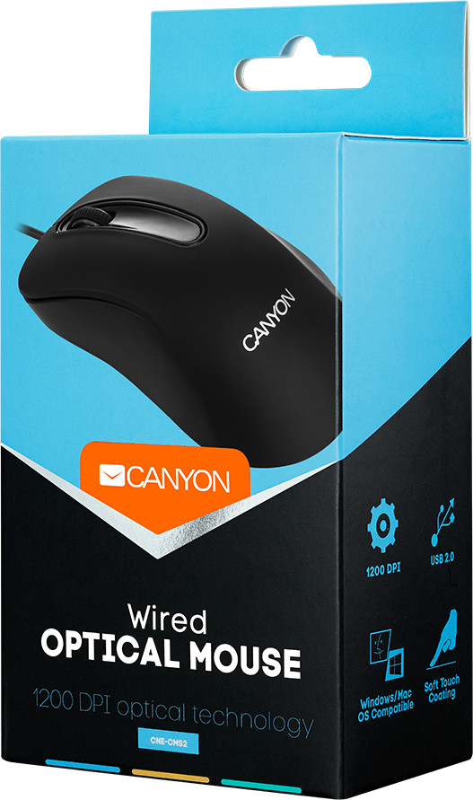 CANYON Wired Optical Mouse with 3 buttons, 1200 DPI optical technology ...